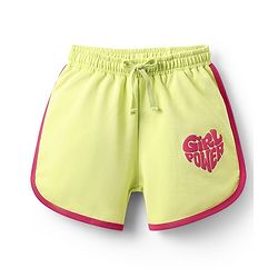 Pine Kids Looper Knit Shorts With Text Print - Limegreen