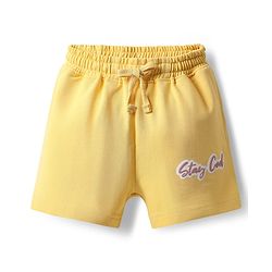 Pine Kids Looper Knit Mid Thigh Shorts With Puff Print - Yellow