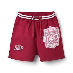Pine Kids Looper Knit Mid Thigh Shorts With New York Print - Maroon
