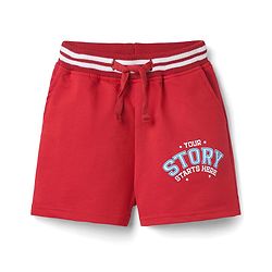 Pine Kids Looper Knit Mid Thigh Shorts With Text Print - Red