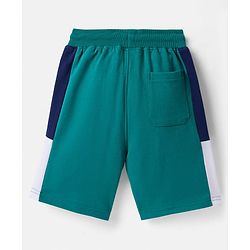 Pine Kids Looper Knit Half Drop Shoulder Sleeves T-Shirt & Shorts Set With LA Embroidery - Teal Blue