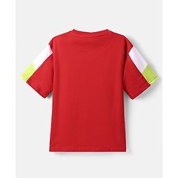 Pine Kids Looper Knit Half Sleeves T-Shirt & Shorts Set With Skateboard Print - Red
