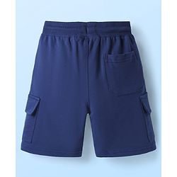 Pine Kids Looper Knit Half Sleeves Polo T-Shirt & Shorts Set With Badge Detailing - White & Navy Blue