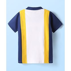Pine Kids Looper Knit Half Sleeves Polo T-Shirt & Shorts Set With Badge Detailing - White & Navy Blue
