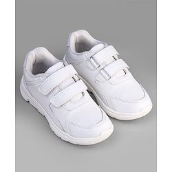 Pine Kids Velcro Closure School Shoes - White