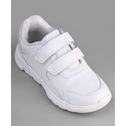 Pine Kids Velcro Closure School Shoes - White