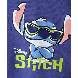 Pine Kids Disney Terry Knit Half Drop Shoulder Sleeves Oversized T-Shirt with Front & Back Lilo n Stitch Graphics - Purple