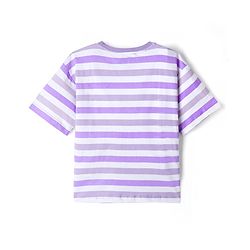 Pine KIds Disney Single Jersey Knit Over Sized Drop Shoulder Half Sleeves T-Shirt & Shorts Set with Lilo & Stitch Print - Lilac