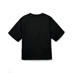 Pine Kids Marvel Terry Knit Oversized Drop Shoulder Half Sleeve T-Shirt With Avengers Graphics - Black