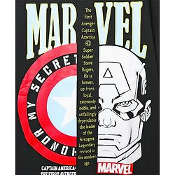 Pine Kids Marvel Terry Knit Oversized Drop Shoulder Half Sleeve T-Shirt With Avengers Graphics - Black