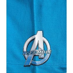 Pine Kids Marvel Terry Knit Drop Shoulder Half Sleeves Oversized T-Shirt with Avengers Graphics - Blue