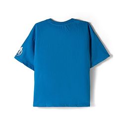 Pine Kids Marvel Terry Knit Drop Shoulder Half Sleeves Oversized T-Shirt with Avengers Graphics - Blue