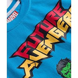 Pine Kids Marvel Terry Knit Drop Shoulder Half Sleeves Oversized T-Shirt with Avengers Graphics - Blue