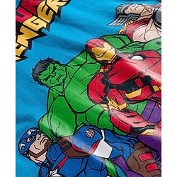 Pine Kids Marvel Terry Knit Drop Shoulder Half Sleeves Oversized T-Shirt with Avengers Graphics - Blue