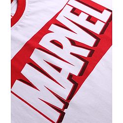 Pine Kids Marvel Single Jersey Knit Half Drop Shoulder Sleeves Oversized Shorts Night Suit with Avengers Graphics - Red & White