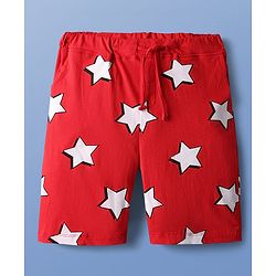 Pine Kids Marvel Single Jersey Knit Half Drop Shoulder Sleeves Oversized Shorts Night Suit with Avengers Graphics - Red & White