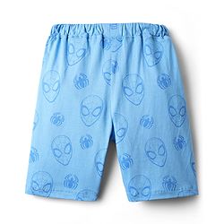 Pine Kids Marvel Single Jersey Knit Half Drop Shoulder Sleeves Oversized Shorts Night Suit with Spiderman Graphics - Light Blue
