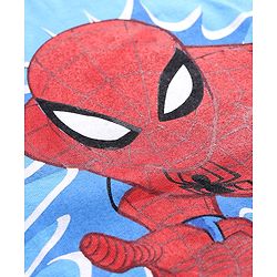 Pine Kids Marvel Single Jersey Knit Half Drop Shoulder Sleeves Oversized Shorts Night Suit with Spiderman Graphics - Light Blue