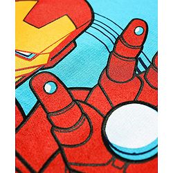 Pine Kids Marvel Terry Knit Oversized Drop Shoulder Half Sleeve T-Shirt With Avengers Iron Man Graphics - Light Blue