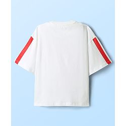Pine Kids Marvel Single Jersey Knit Oversized Drop Shoulder Half Sleeves T-Shirt with Avengers Graphics - White