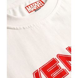 Pine Kids Marvel Single Jersey Knit Oversized Drop Shoulder Half Sleeves T-Shirt with Avengers Graphics - White