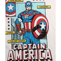 Pine Kids Marvel Single Jersey Knit Half Drop Shoulder Sleeves Oversized T-Shirt With Captain America Graphics - White