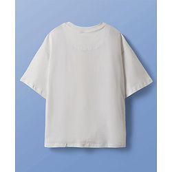 Pine Kids Marvel Single Jersey Knit Half Drop Shoulder Sleeves Oversized T-Shirt With Captain America Graphics - White