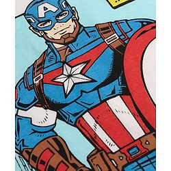Pine Kids Marvel Single Jersey Knit Half Drop Shoulder Sleeves Oversized T-Shirt With Captain America Graphics - White