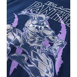 Pine Kids Marvel Single Jersey Knit Oversized Drop Shoulder Half Sleeve T-Shirt with Avengers Black Panther Graphics - Navy Blue