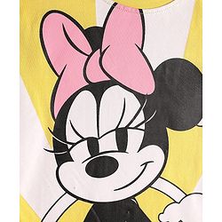 Pine Kids Disney Single Jersey Knit Oversize Drop Shoulder Half Sleeves T-Shirt with Front and Back Minnie Mouse Graphics - Yellow