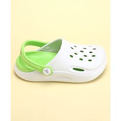 Pine Kids Clogs with Back Strap - White & Green