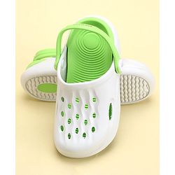 Pine Kids Clogs with Back Strap - White & Green