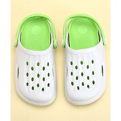 Pine Kids Clogs with Back Strap - White & Green