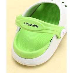 Pine Kids Clogs with Back Strap - White & Green