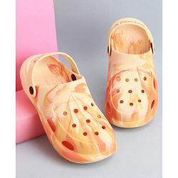 Pine Kids Back Strap Closure Clogs With Marble Print - Orange