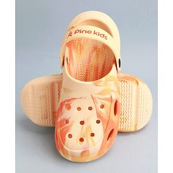 Pine Kids Back Strap Closure Clogs With Marble Print - Orange