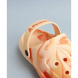 Pine Kids Back Strap Closure Clogs With Marble Print - Orange