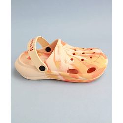Pine Kids Back Strap Closure Clogs With Marble Print - Orange