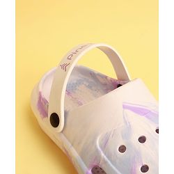 Pine Kids Backstrap Closure Marble Printed Clogs - Purple