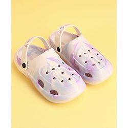 Pine Kids Backstrap Closure Marble Printed Clogs - Purple