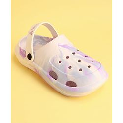 Pine Kids Backstrap Closure Marble Printed Clogs - Purple