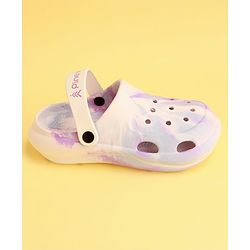 Pine Kids Backstrap Closure Marble Printed Clogs - Purple