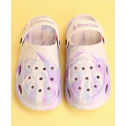 Pine Kids Backstrap Closure Marble Printed Clogs - Purple