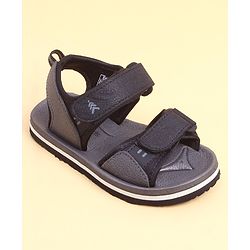 Pine Kids Solid Sandals With Velcro Closure - Black & Grey