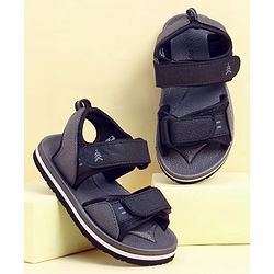 Pine Kids Solid Sandals With Velcro Closure - Black & Grey