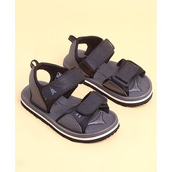 Pine Kids Solid Sandals With Velcro Closure - Black & Grey