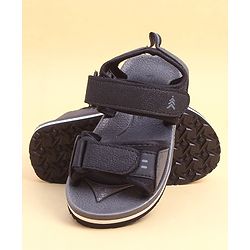 Pine Kids Solid Sandals With Velcro Closure - Black & Grey