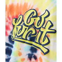 Pine Kids Single Jersey Knit Half Drop Shoulder Sleeves T-Shirt & Shorts Set With Tie & Dye Print - Multicolor & Navy Blue