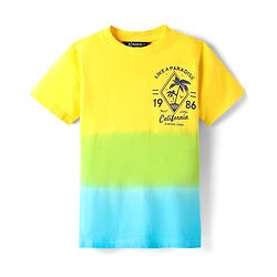 Pine Kids 100% Cotton Knit Half Sleeves Beach Theme Printed Ombre T-Shirts & Shorts Set - Yellow Light green & Blue