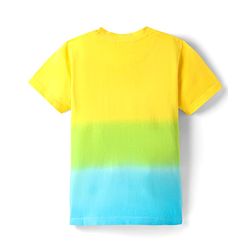 Pine Kids 100% Cotton Knit Half Sleeves Beach Theme Printed Ombre T-Shirts & Shorts Set - Yellow Light green & Blue
